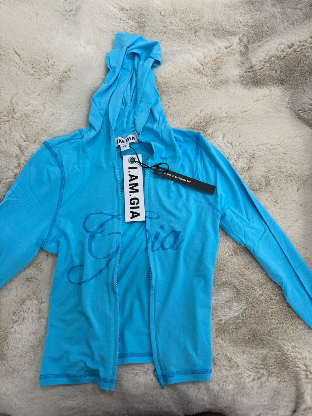 I.AM.GIA Women's Bright Turquoise Hooded Zip Sweater